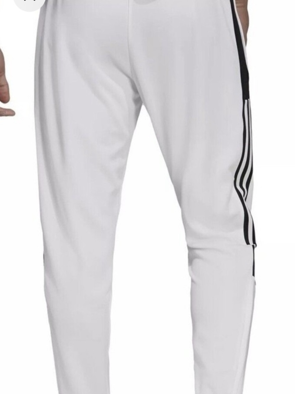 adidas White Kids Sweatpants with Black Side Stripes - XS